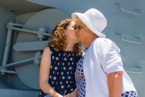 girl kissing Grandma